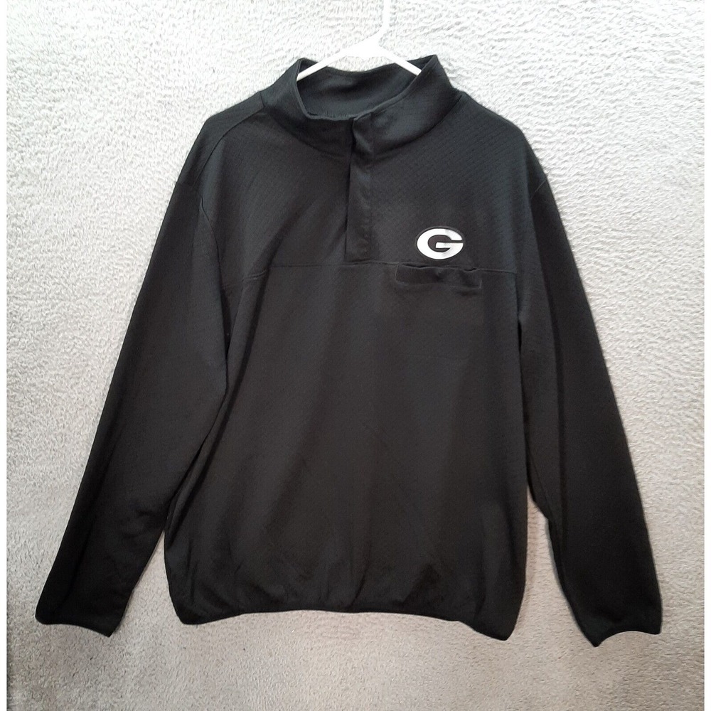 Green Bay Packers Shirt Adult Extra Large Black Henley NFL Football Antigua